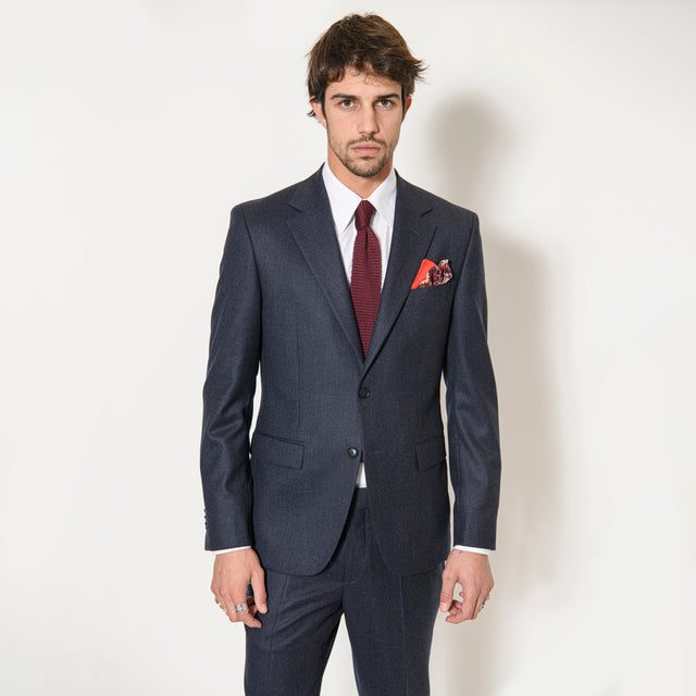 Costume "Fitzgerald" en Flanelle Bleu Marine Vitale Barberis Canonico