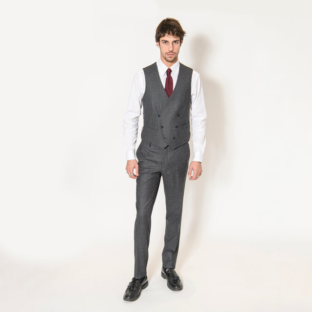 Gilet Croisé "Rome" Gris en Tweed Chiné Vitale Barberis Canonico