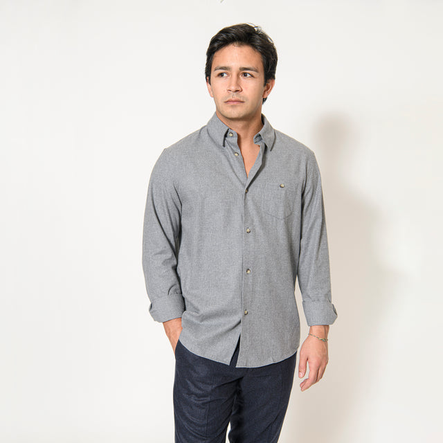 Chemise "Corfou" en Flanelle de Coton Grise
