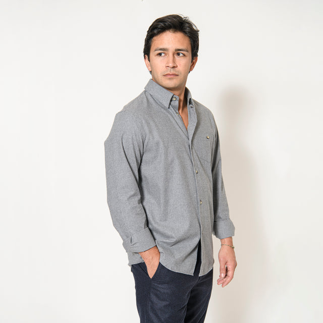 Chemise "Corfou" en Flanelle de Coton Grise