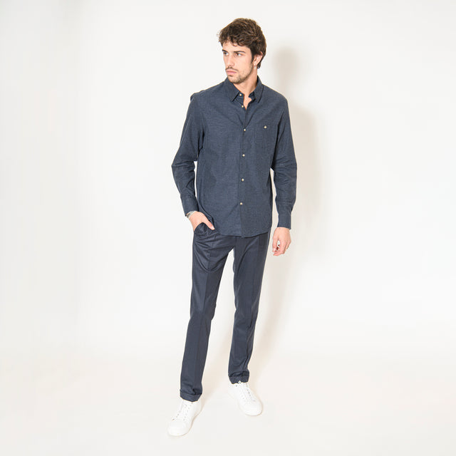 Chemise "Corfou" en Flanelle de Coton Bleu Marine
