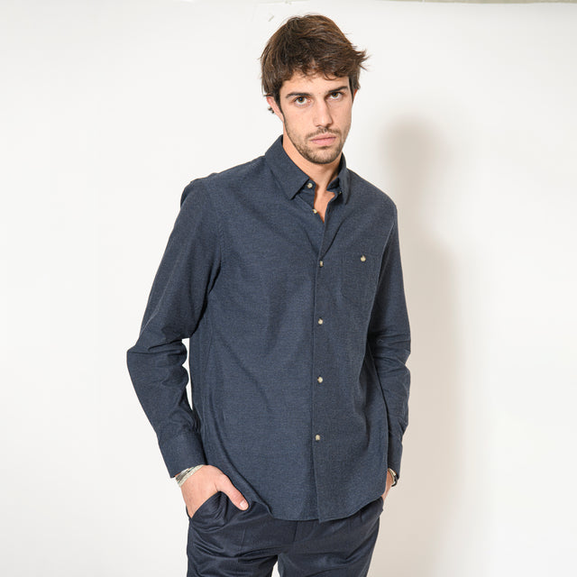 Chemise "Corfou" en Flanelle de Coton Bleu Marine