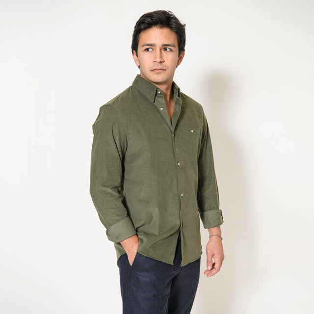 Chemise "Corfou" en Velours Milleraie Kaki