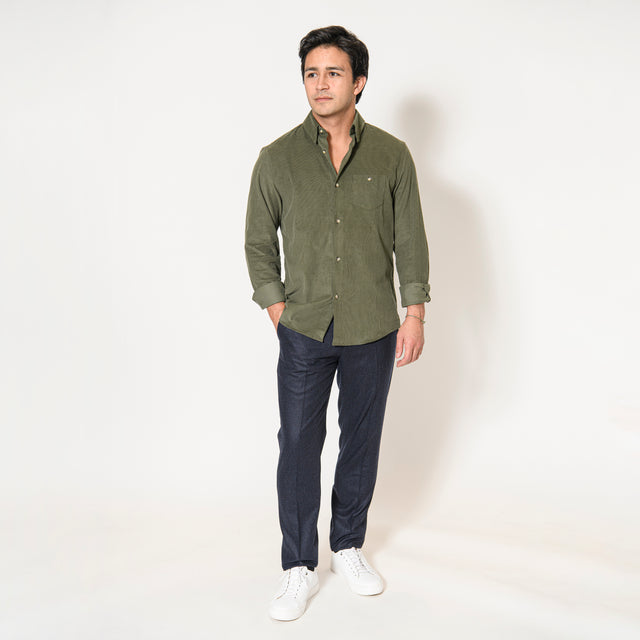 Chemise "Corfou" en Velours Milleraie Kaki