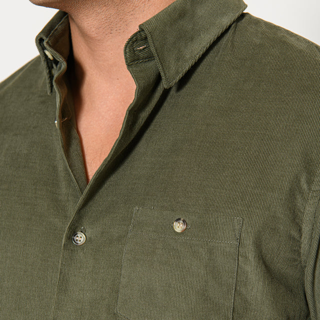 Chemise "Corfou" en Velours Milleraie Kaki