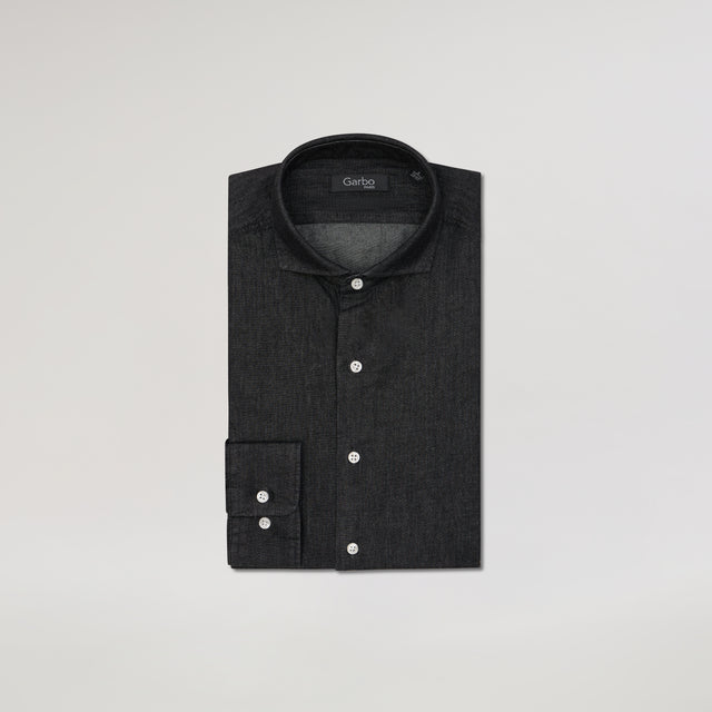 Chemise Col "Cutaway" en Jean's Noir