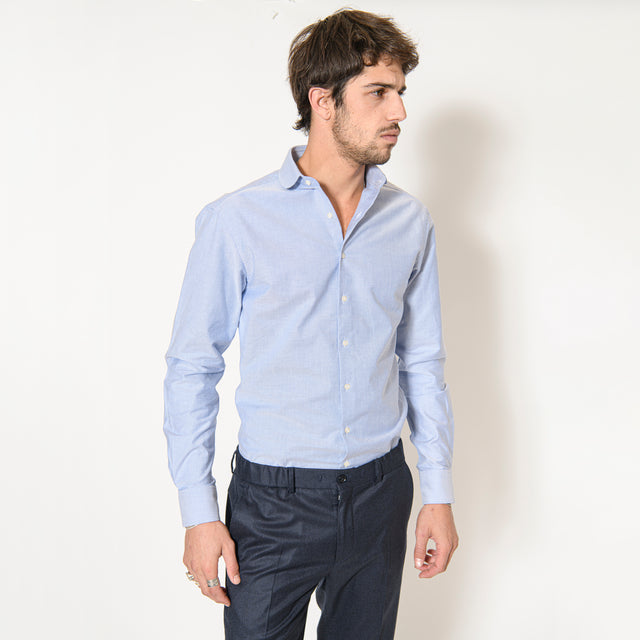 Chemise Col "Claudine" en Oxford Bleu Ciel