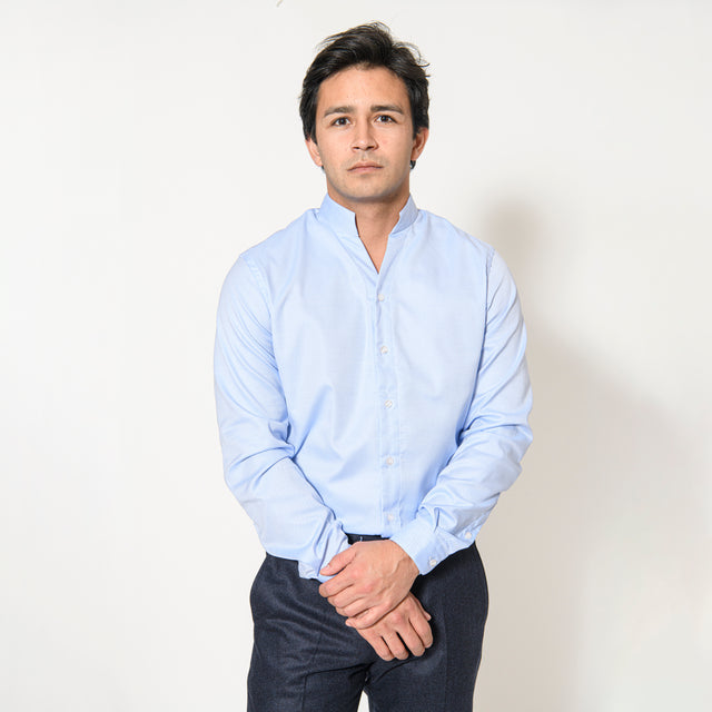 Chemise Col "Monte-Carlo" en Oxford Bleu Ciel