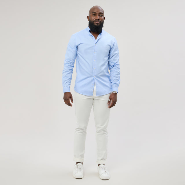 Chemise "Officier" Piquée Bleu Ciel