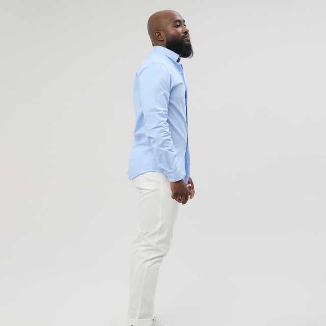 Chemise "Officier" Piquée Bleu Ciel