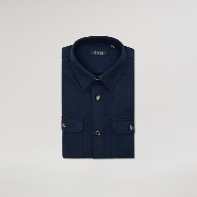 Surchemise "Alex" Bleu Marine en Flanelle de Coton Epaisse