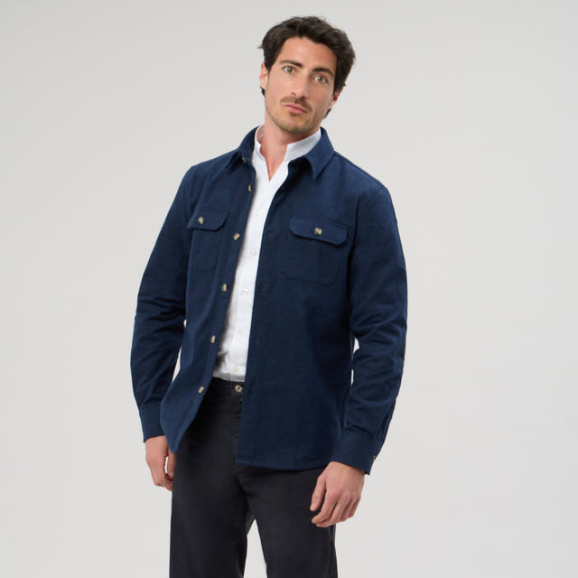 Surchemise "Alex" Bleu Marine en Flanelle de Coton Epaisse