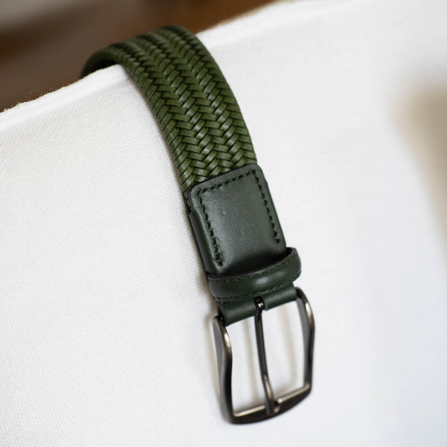 Ceinture "La Normande" Élastique Verte Tressée