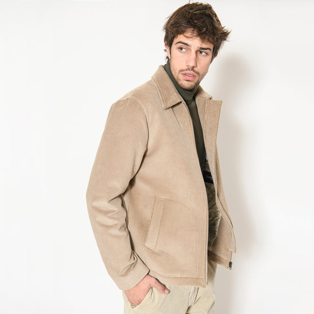 Blouson "Mario" Matelassé en Gros Velours Beige