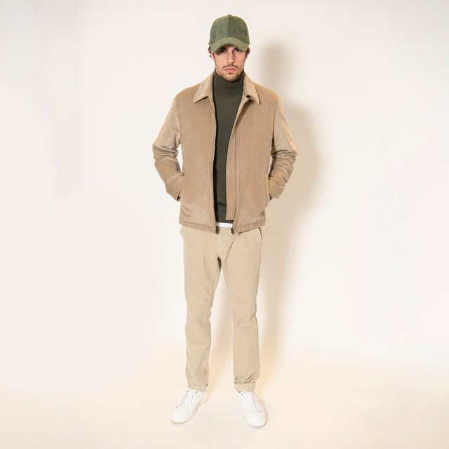 Blouson "Mario" Matelassé en Gros Velours Beige
