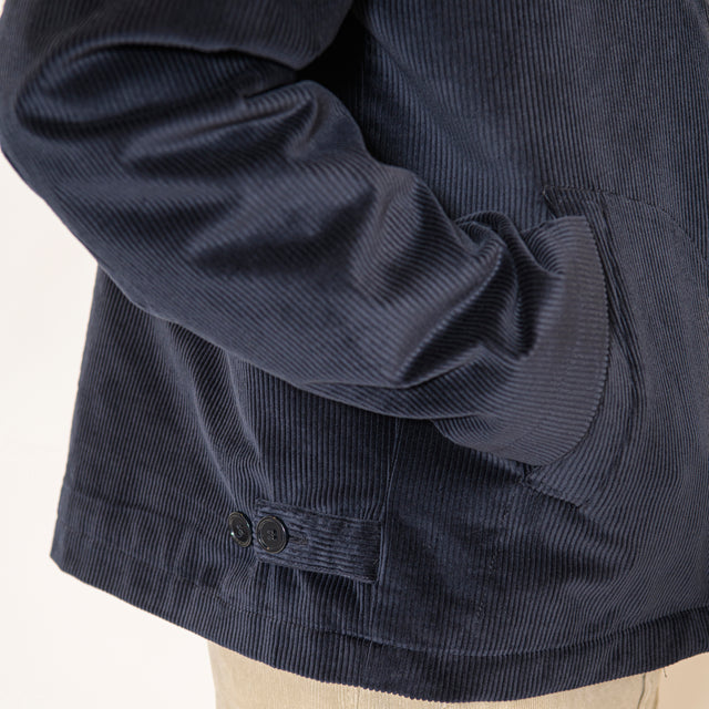 Blouson "Mario" Matelassé en Gros Velours Bleu Marine