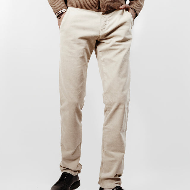 Pantalon "Mégève H25" Chino Velours Milleraies Beige Clair