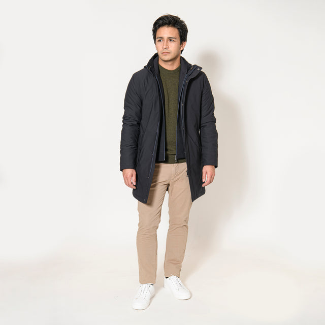 Manteau "Midlands" Technique Bleu Marine avec Plastron intérieur et Capuche amovible