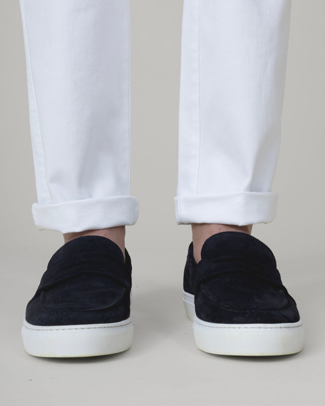 "Mykonos" Mocassin Sport Chic en Cuir Daim Bleu Marine
