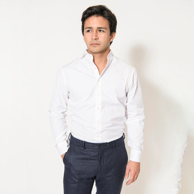 Chemise Nouveau Col "Cutaway" en Popeline Blanche