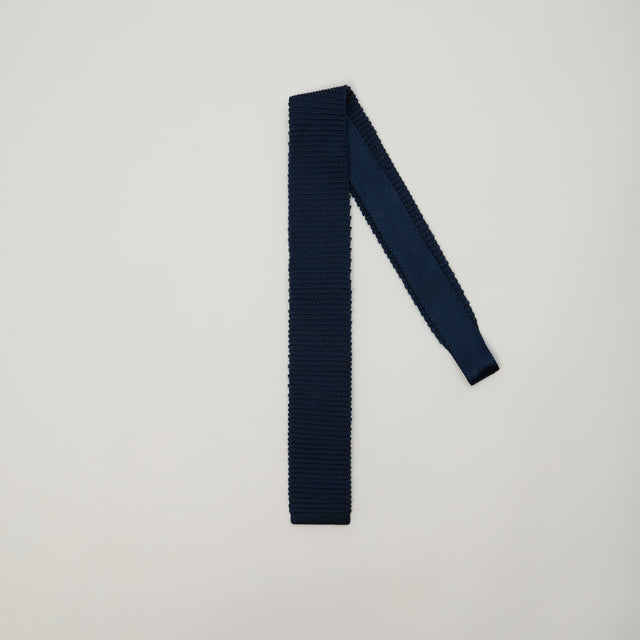 Cravate Tricot de Soie Bleu Marine