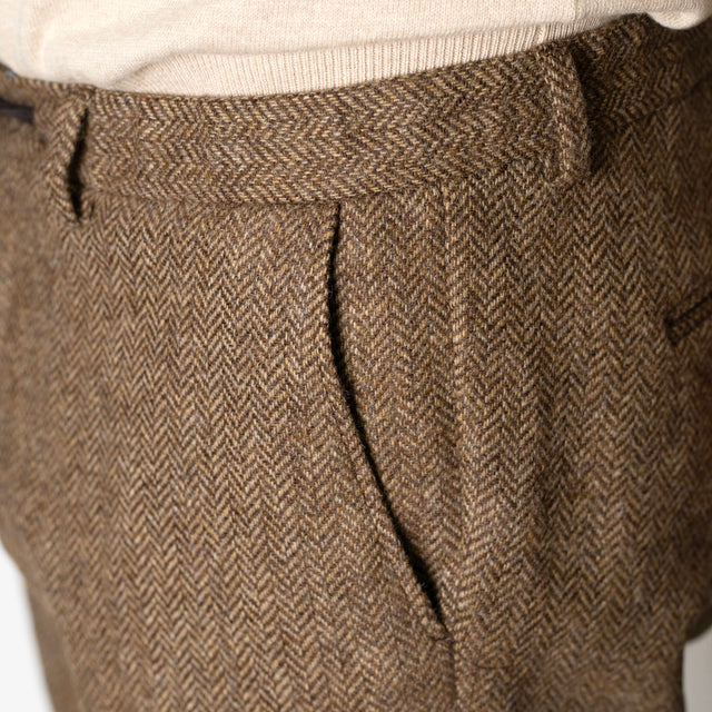 Pantalon "Liverpool" à Lacet amovible Marron Clair à Chevrons