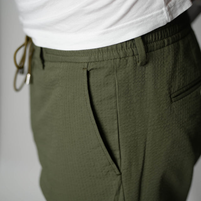 Pantalon "Plage" à Lacet amovible en Seersucker Kaki Océano