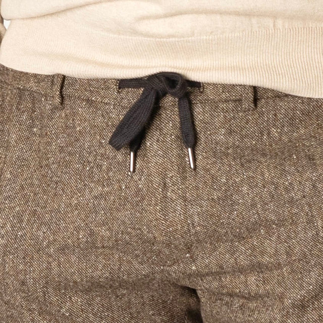 Pantalon "Glen" à Lacet amovible en Tweed Marron