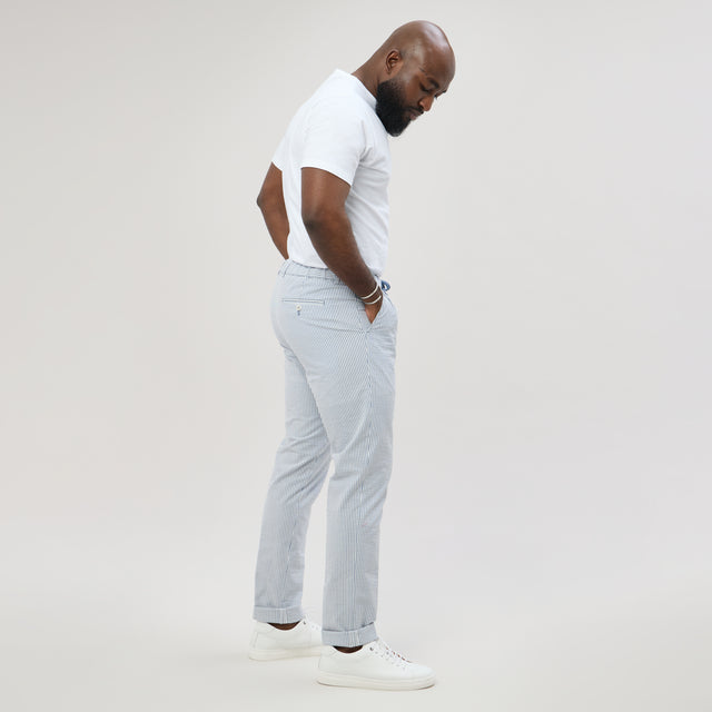 Pantalon à lacet Amovible "Porto-Vecchio" Rayé Ciel et Blanc