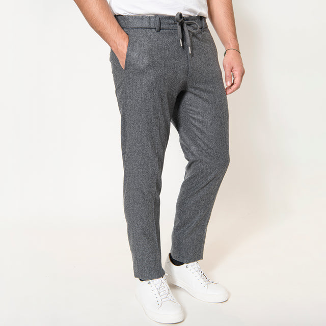 Pantalon "Ayrton" à Lacet amovible en Flanelle Gris Vitale Barberis Canonico