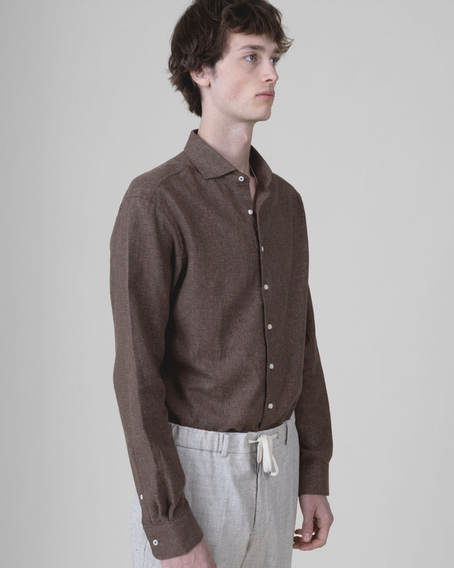 Pantalon à lacet Amovible "Laganas" Piqué en Coton Lin Elasthanne Café & Beige