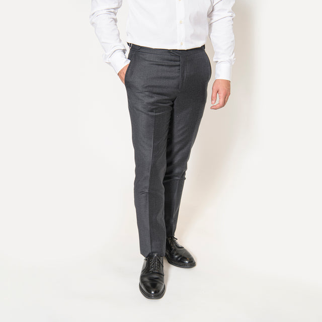 Pantalon "Paris" Gris Anthracite en Laine de Chez Vitale Barberis Canonico avec Pattes de Serrage