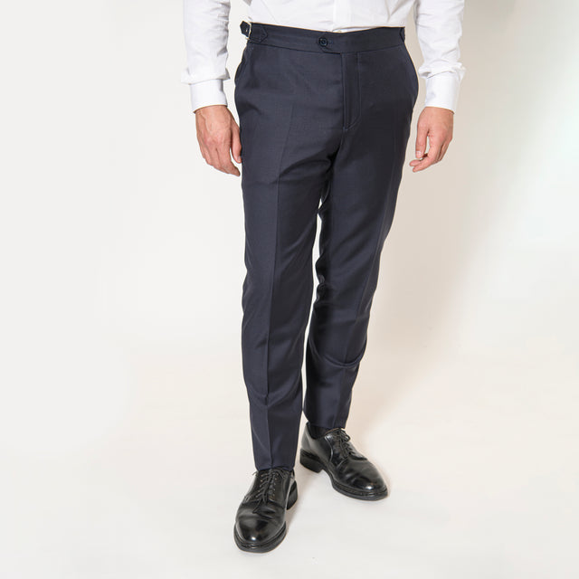 Pantalon "Paris" Bleu Marine en Laine de Chez Vitale Barberis Canonico avec Pattes de Serrage