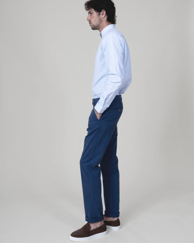 Pantalon "Pornichet E26" Chino Bleu Indigo Coupe Classique