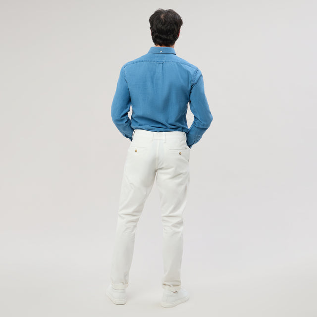 Chemise "Monaco" en Jeans Délavé (Chambray) avec Ganse Tricolore