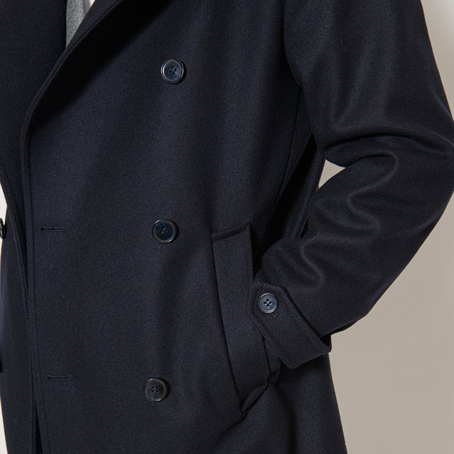 Caban Croisé "Sanremo" Bleu Marine 3/4