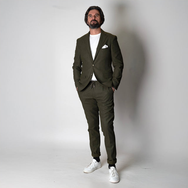 Veste Napolitaine "Liverpool" Verte à Chevrons