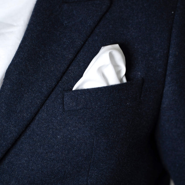 Veste Croisé "Birmingham" en Flanelle Bleu Marine et Poches Plaquées Vitale Barberis Canonico