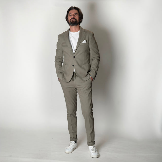 Veste Napolitaine "Stoke Park" Beige en Coton épaisse à Poches Plaquées