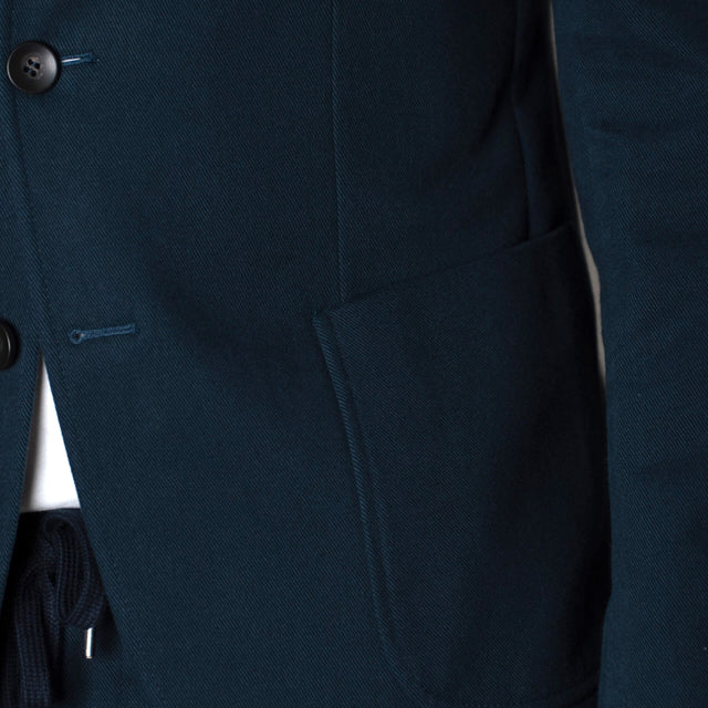 Veste Napolitaine "Stoke Park" Bleu en Coton épaisse à Poches Plaquées