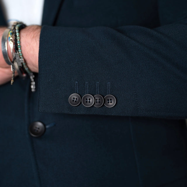 Veste Napolitaine "Stoke Park" Bleu en Coton épaisse à Poches Plaquées