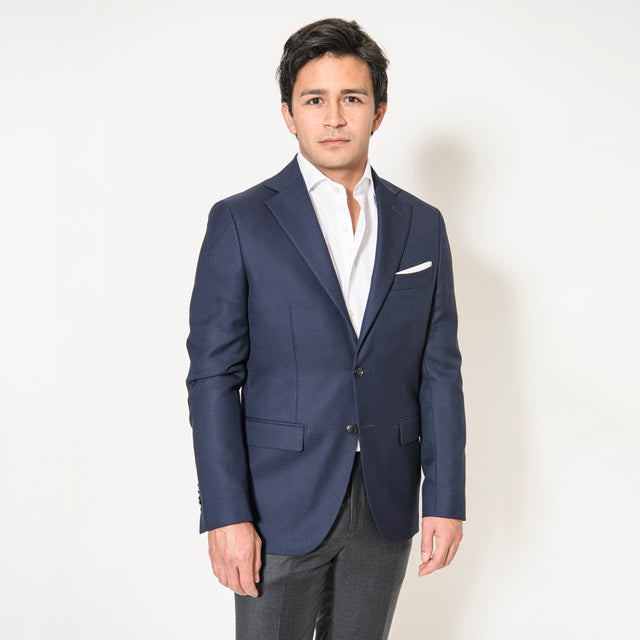 Veste "Girolata" Bleu Marine avec Coudières Ton sur Ton