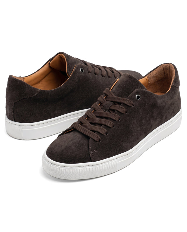 "Sneakers" Basket en Cuir de Veau Retourné Chocolat
