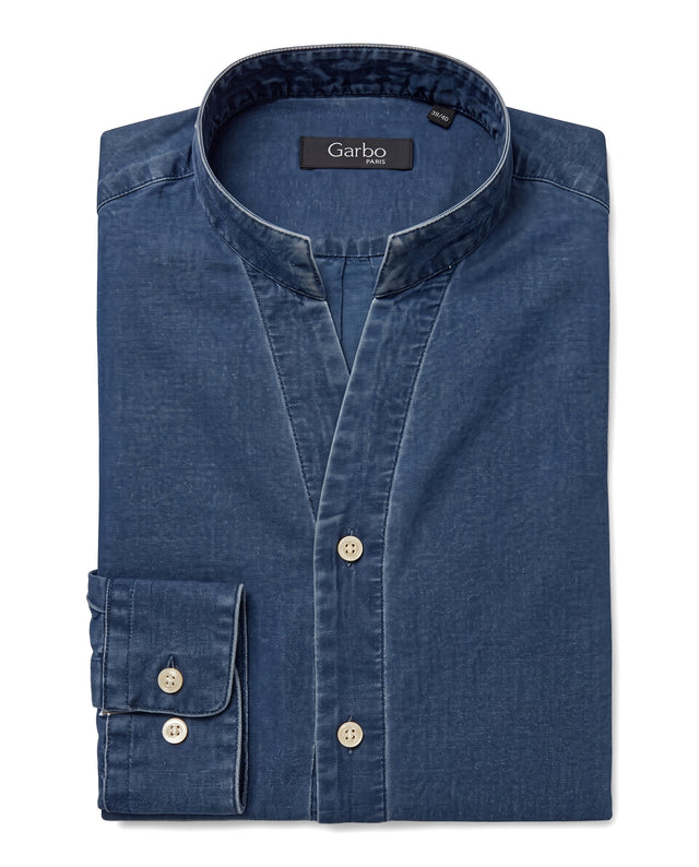 CHEMISE COL MONTE-CARLO JEAN'S CHAMBRAY BLEU BRUT