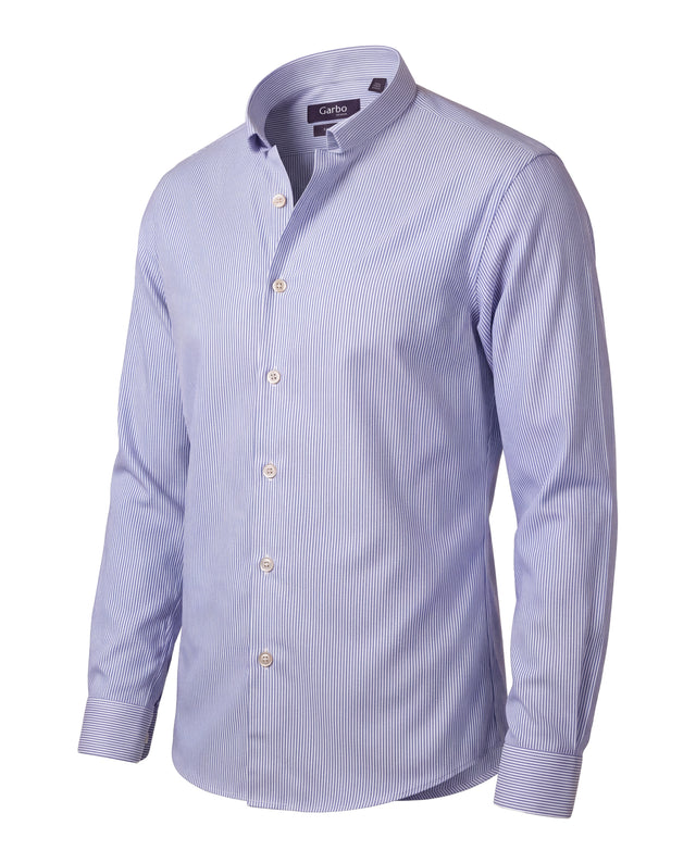 CHEMISE OFFICIER RAYÉE BLEU CIEL EN PETIT PIQUÉ OXFORD