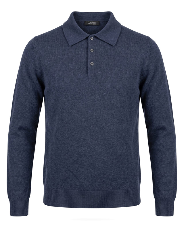 Pull Col Polo "Biella" Boutonnés Bleu