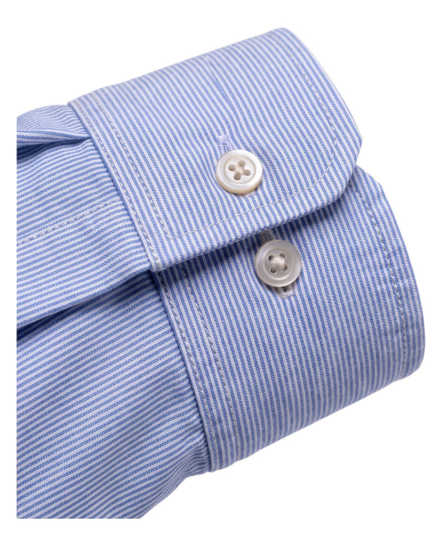 CHEMISE COL MONTE-CARLO EN OXFORD À RAYURES BLANCHE & BLEU