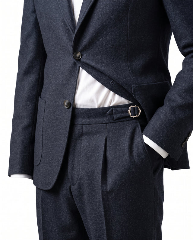 VESTE NAPOLITAINE ACHILLE À CHEVRONS BLEU MARINE