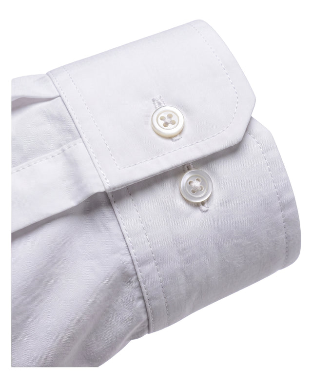 CHEMISE COL ITALIEN EN POPELINE BLANCHE