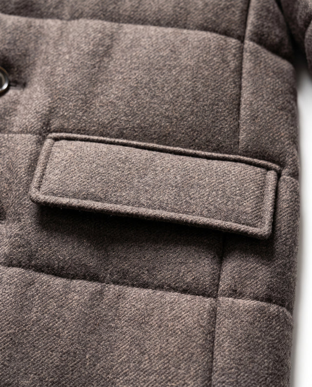 BLOUSON VÉRONE MATELASSÉ MARRON EN LAINE MÉLANGÉ AVEC PLASTRON INTÉRIEUR AMOVIBLE